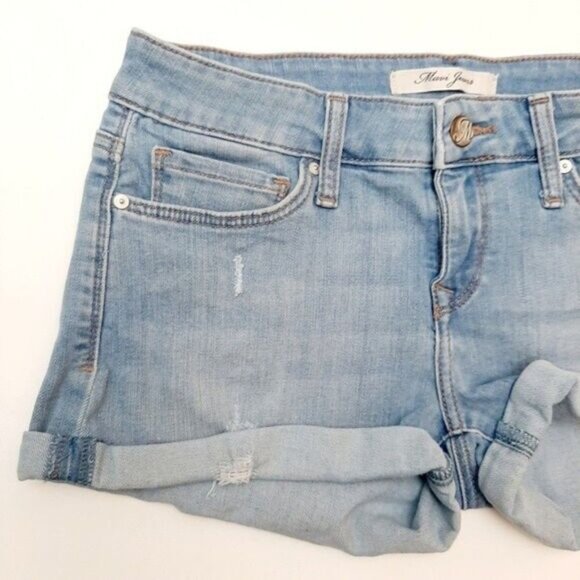 MAVI Ella Mid Rise Ripped Cuff Jean Shorts Sz 25 - Picture 3 of 12